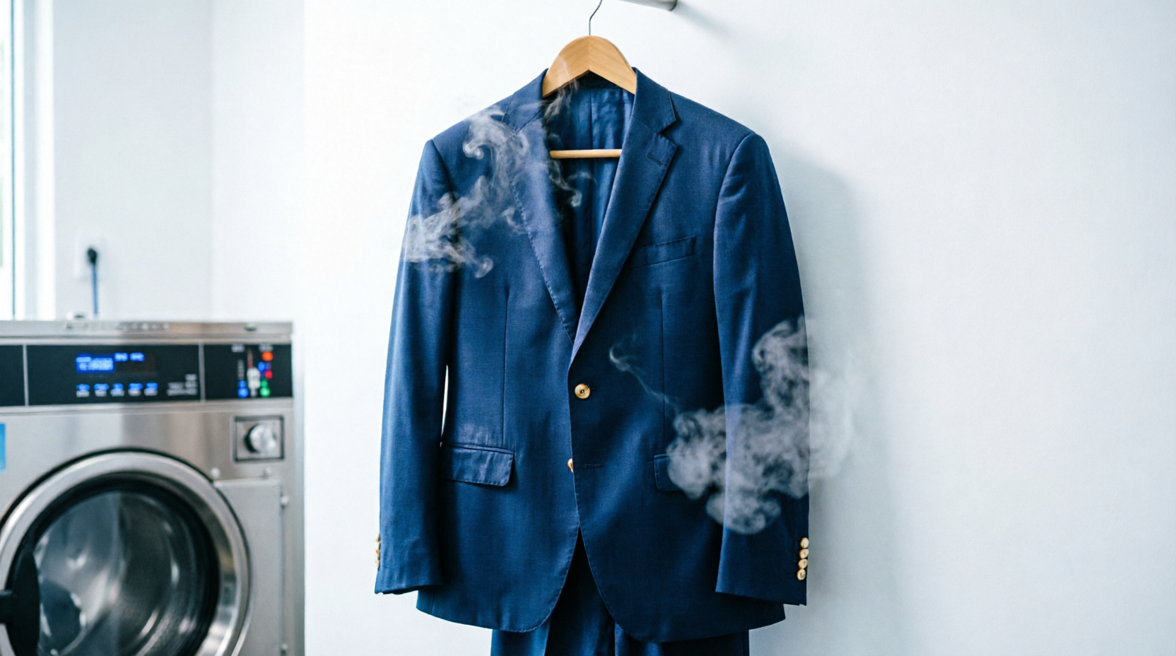 Professional dry cleaning service: suit on hanger in Tampa facility